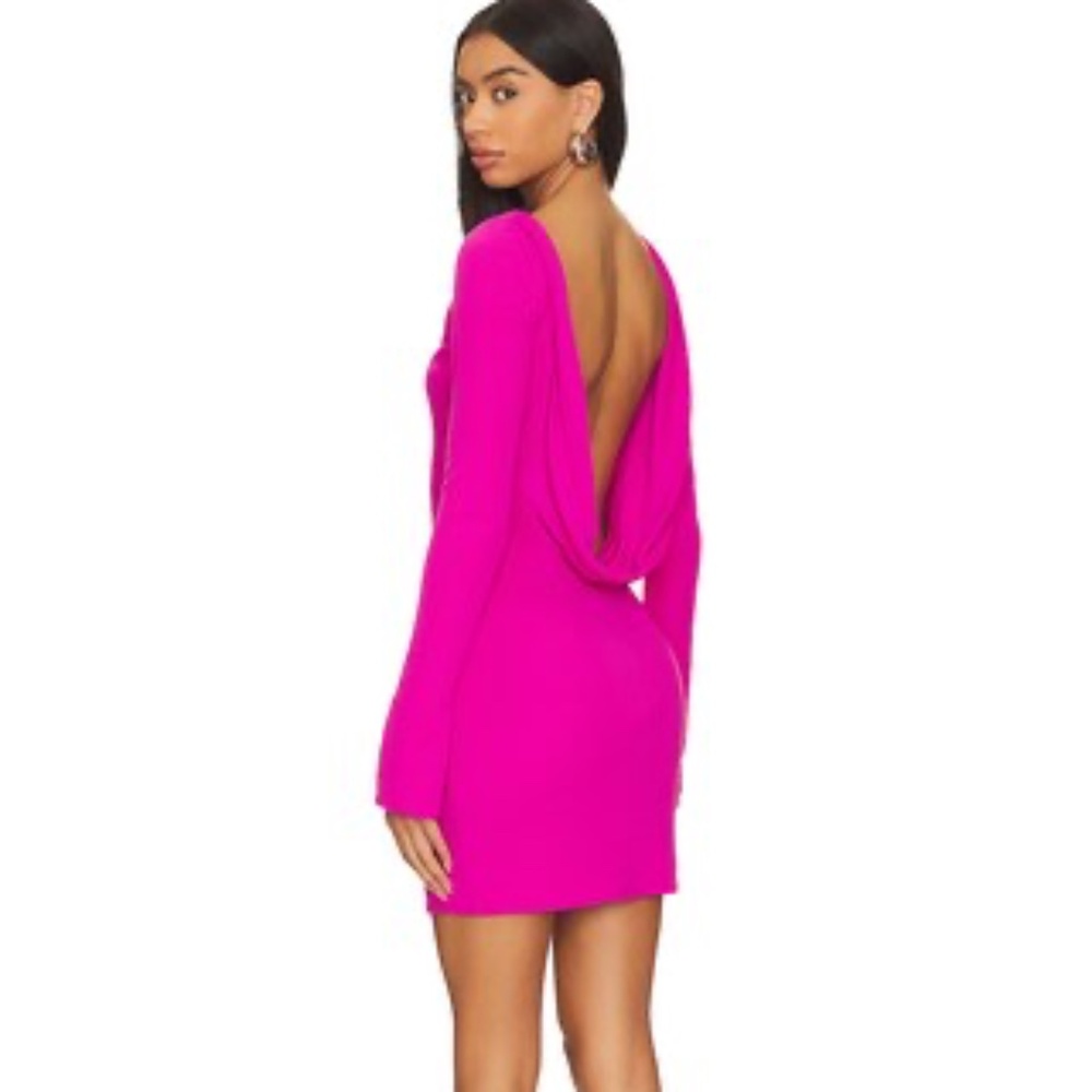 Katie May Glisten Dress in Electric Pink long sleeve mini